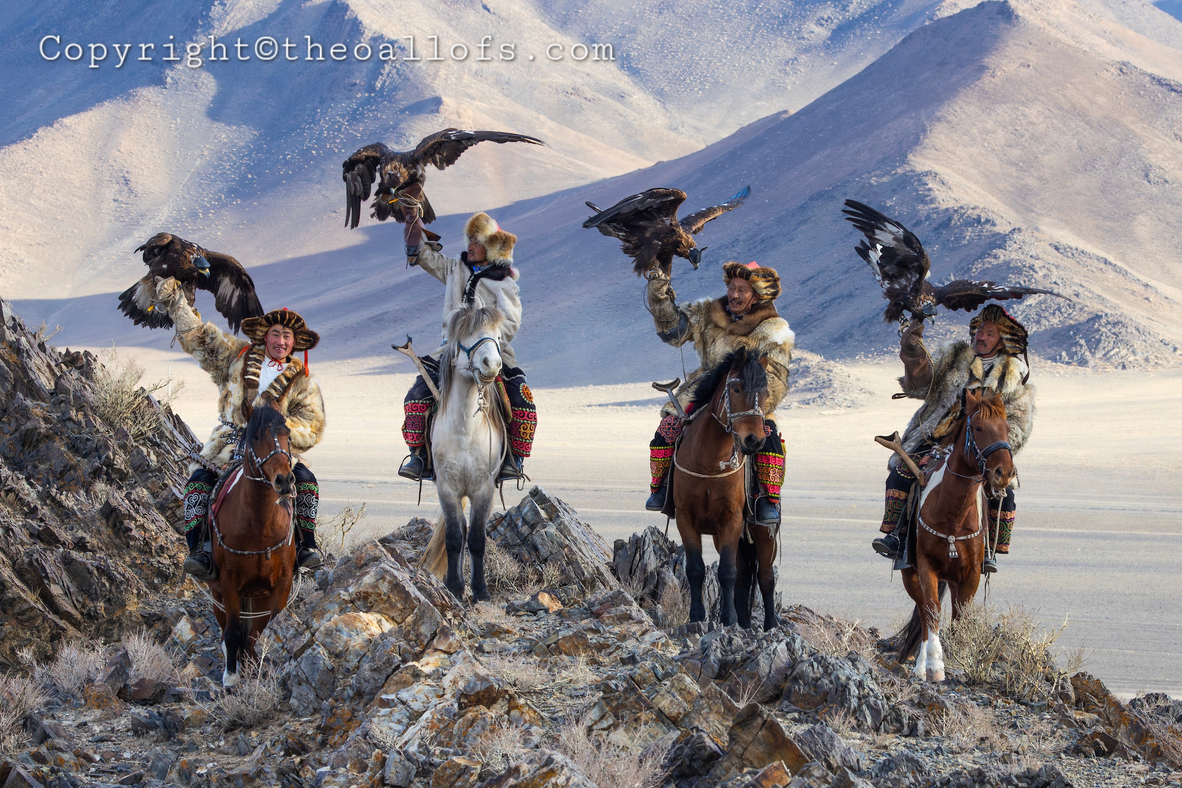 Kazakh Eagle Hunters Together